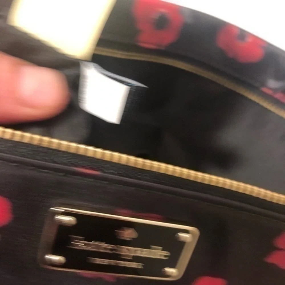 Kate spade black nylon red floral cosmetic bag
